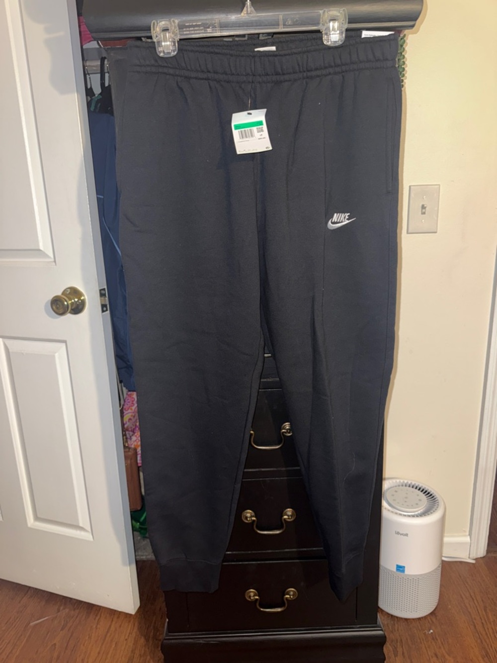 NWT Men’s Nike Black Joggers with White Swoosh